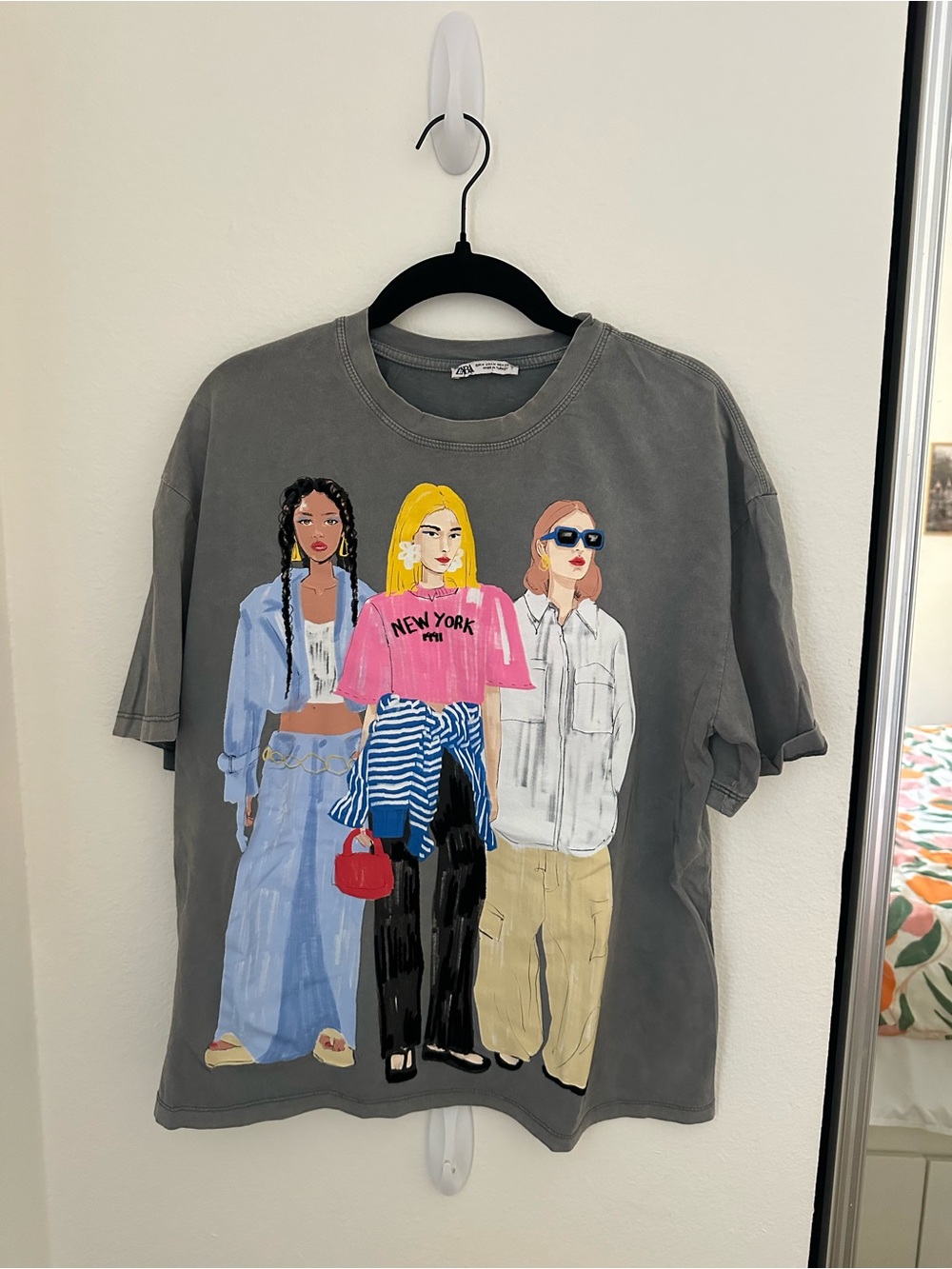 Zara Women Fashion Illustration- Chic Graphic Shirt